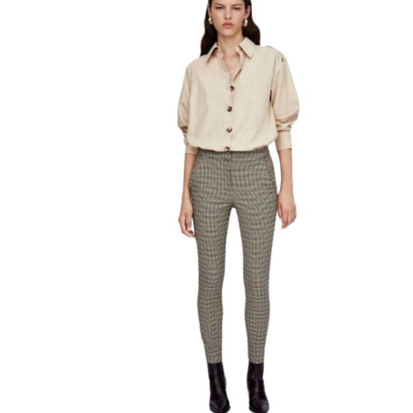 Zara Ruffle Houndstooth Trouser Pant - Picture 6 of 6